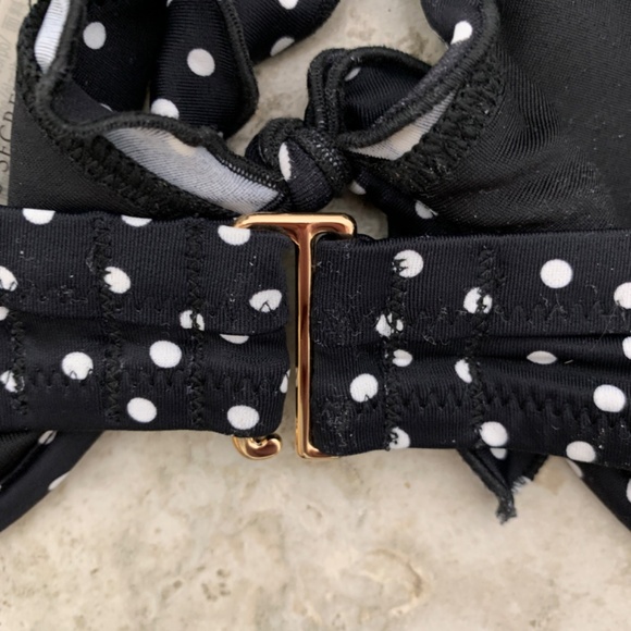 Victoria's Secret Polka Dot Bikini Black & White Top Size 36DDD Bottom Size L - Picture 7 of 14